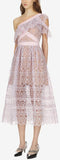 One Shoulder Frill Circle Floral Lace Dress