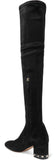 Studded Stretch-Suede Over-the-Knee Boots