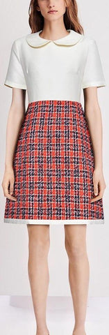 Tweed-Contrast Mini Dress
