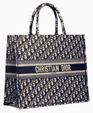 Book Tote Bag in Embroidered Oblique Canvas - Red or Dark Blue