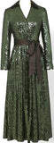 Sequin-Embellished Wrap-Effect Midi Dress