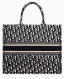 Book Tote Bag in Embroidered Oblique Canvas - Red or Dark Blue