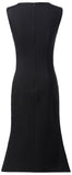 Black Satin Bow Square-Neck Midi Dress