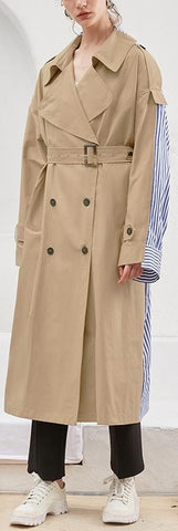 Striped Shirt-Back Trench Coat