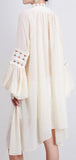 Asymmetrical Embroidered Ruffle Shirt-Dress