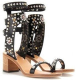 'Carol' Studded Sandals in Black or White - DESIGNER INSPIRED FASHIONS