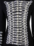 Chain Embellished Jacket in Black with Silver - DESIGNER INSPIRED FASHIONS