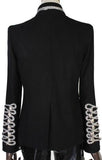 Chain Embellished Jacket in Black with Silver - DESIGNER INSPIRED FASHIONS