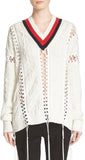 'Cricket' Lace-up Knit Cotton Sweater - DESIGNER INSPIRED FASHIONS
