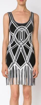 'Charoletta' Basket Weave Fringe Jacquard Dress - DESIGNER INSPIRED FASHIONS
