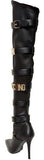 Long Embellished Black Heeled Boots - DESIGNER INSPIRED FASHIONS
