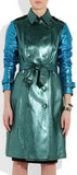 Metallic Textured-Leather Trench Coat - DESIGNER INSPIRED FASHIONS