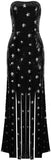 Black Strapless Sequined Fringed Gown