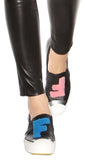 Embellished Leather Slip-on Sneakers in Black - DESIGNER INSPIRED FASHIONS