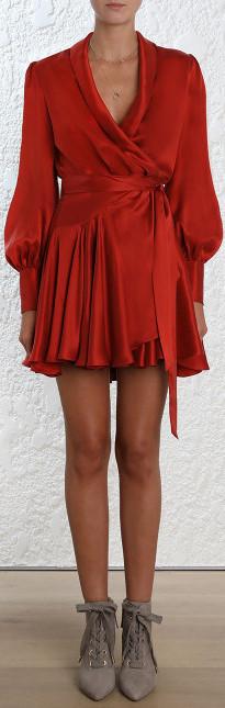Wrap Mini Dress, Red