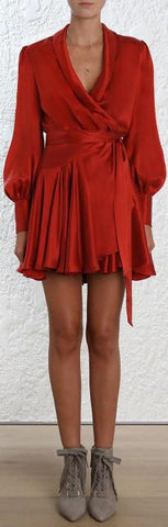 Wrap Mini Dress, Red
