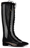 Naughtily-D Suede & Mesh Lace-Up Boot - Black or Silver