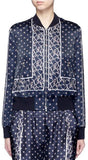 Foulard Printed Satin Bomber Jacket in Deep Blue - DESIGNER INSPIRED FASHIONS