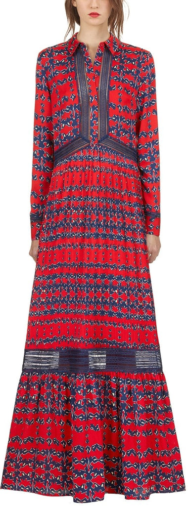 Red Ebony Full Length Shirt Dress