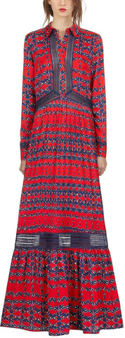 Red Ebony Full Length Shirt Dress