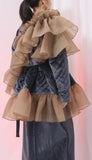 Ruffled Velour Padded Coat