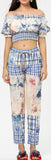 Off-the-Shoulder Printed Crop Top and Pant Set | DESIGNER INSPIRED FASHIONS