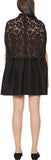 Black Boxy Scalloped Lace-Top Mini Dress