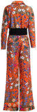 Printed Cropped Jacket & Pant Set-Orange
