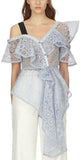 Asymmetric Circle Floral Lace Top