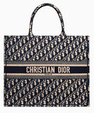 Book Tote Bag in Embroidered Oblique Canvas - Red or Dark Blue