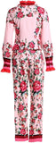 Floral Print Ruffle-Trim Blouse and Cropped Pant Set
