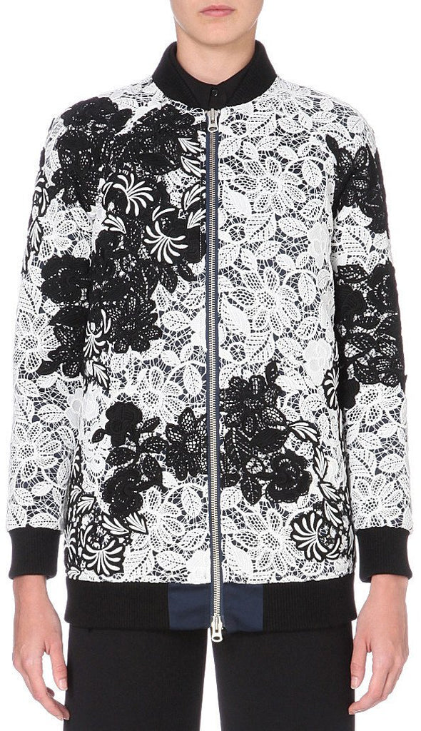 Lace Two-Toned Bomber Jacket - DESIGNER INSPIRED FASHIONS