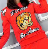 'L'aveugle Par Amour' Embroidered Tracksuit - (White, Pink, Red, Blue, Black) - DESIGNER INSPIRED FASHIONS