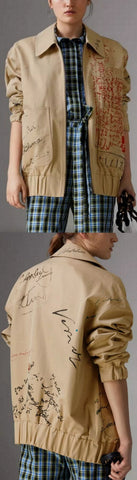 Postcard Print Tropical Gabardine Harrington Jacket