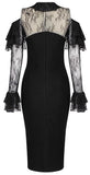 Black Ruffled Lace Stretch Evening Dress