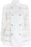 Double-breasted Crochet-Paneled Linen Jacket & Havoc Corded Skirt