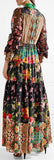 'Clementine' Tie-neck Printed Maxi-Dress