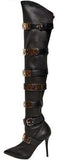 Long Embellished Black Heeled Boots - DESIGNER INSPIRED FASHIONS