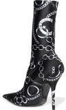 Knife Printed Spandex Sock Boots