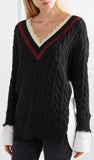 Frayed Cotton-Blend and Poplin Sweater