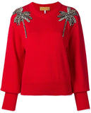 Crystal Embellished Sweater, Red