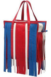 Small Bazar Leather Tote Bag W/Fringe