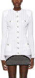 Button-Embellished Cardigan, White