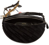 Small Velvet Jacquard Logo Belt Bag - Blue or Black