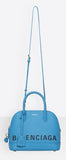 Ville S Leather Tote, Bleu/Turquoise