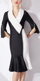 Crystal-Trimmed Two-Tone Cocktail Dress | DESIGNER INSPIRED FASHIONS