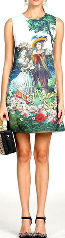 Embellished Sleeveless Printed Shift Dress