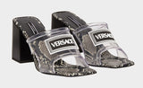 Black & White Leather and PVC Sandals | DESIGNER INSPIRED FASHIONS
