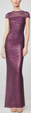 Tulle Applique Metallic Gown - Purple, Black, Beige/Gold