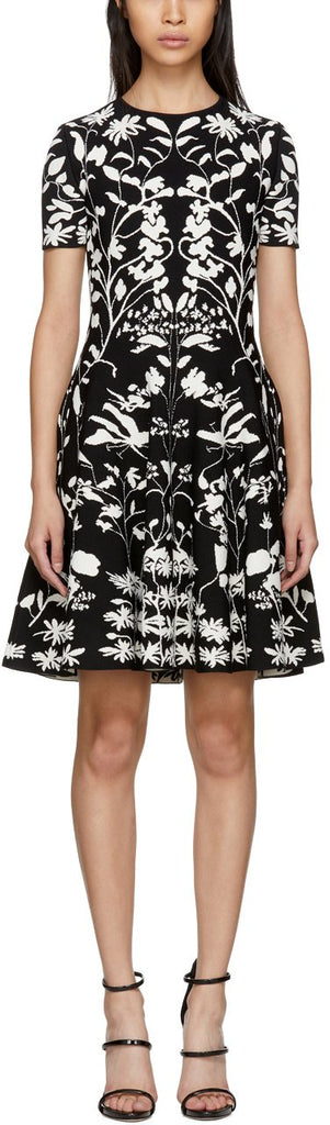 Black & White Botanical Spine Dress